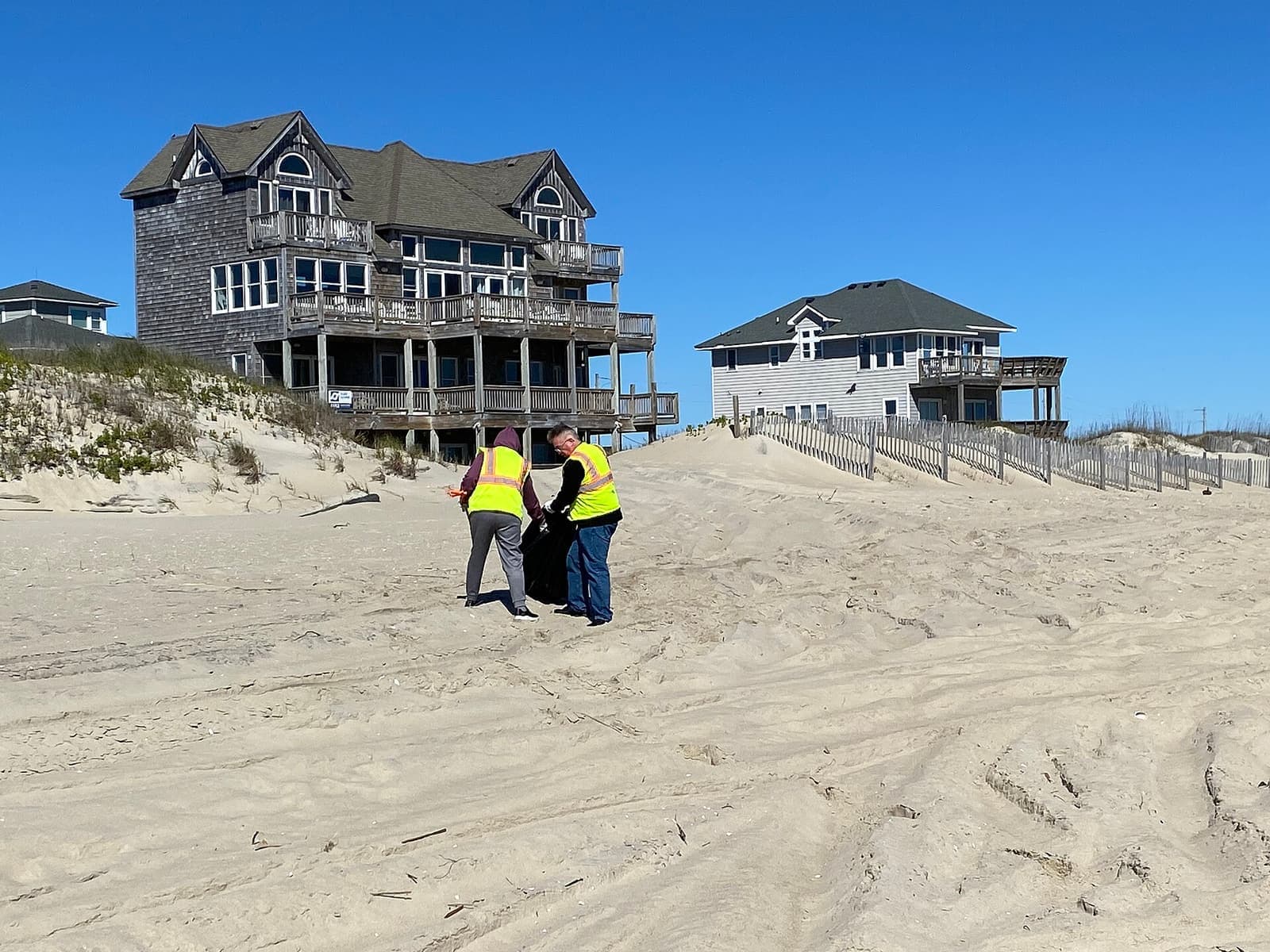 Volunteers at a beach cleanup